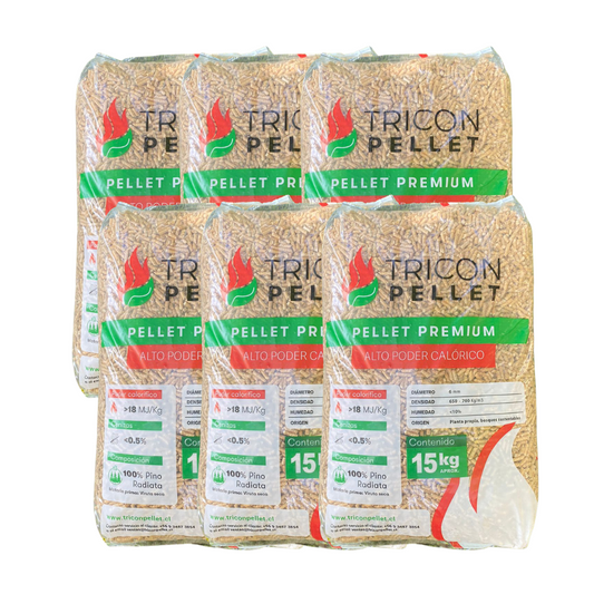 Pellet de Madera 6 sacos x 15kg