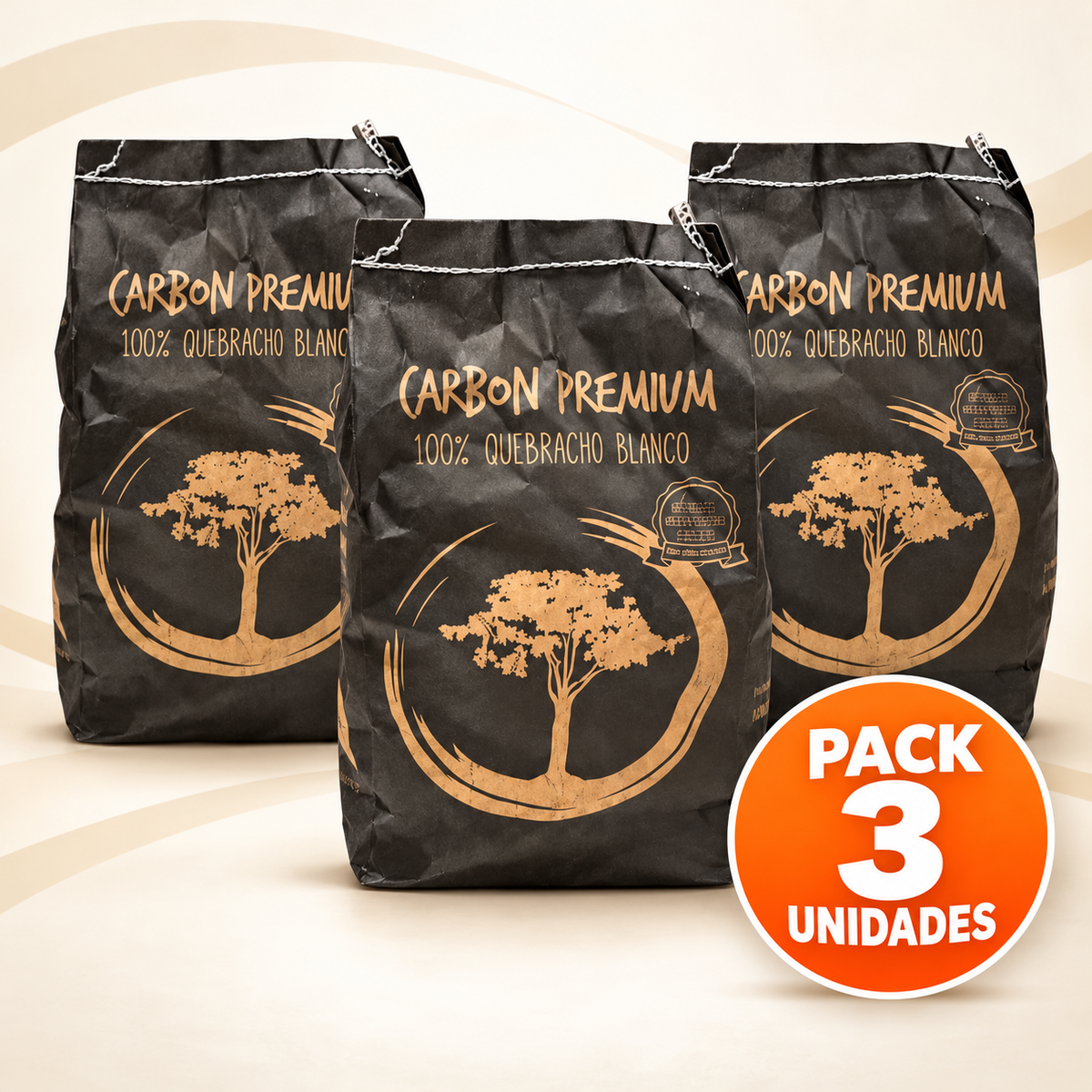 Carbón Quebracho Pack 3 Bolsas x 2,5kg