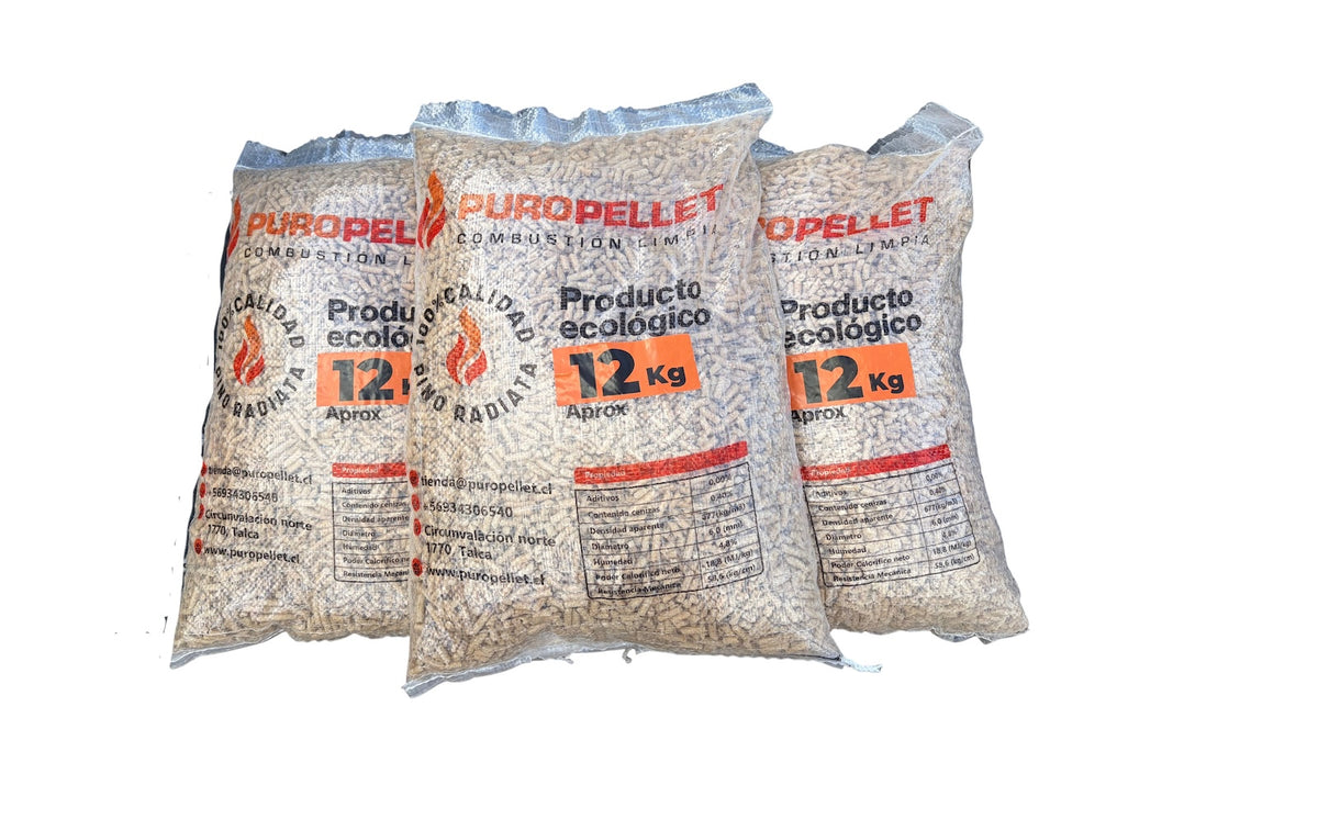 Pellet de Madera 3 Sacos x 12kg